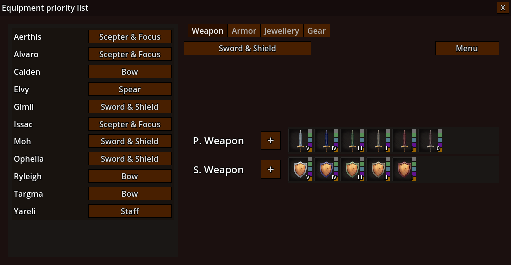 Equipment priority