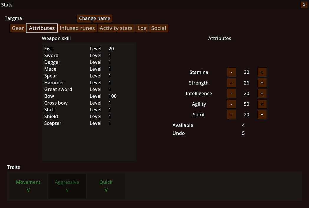 Stats attributes