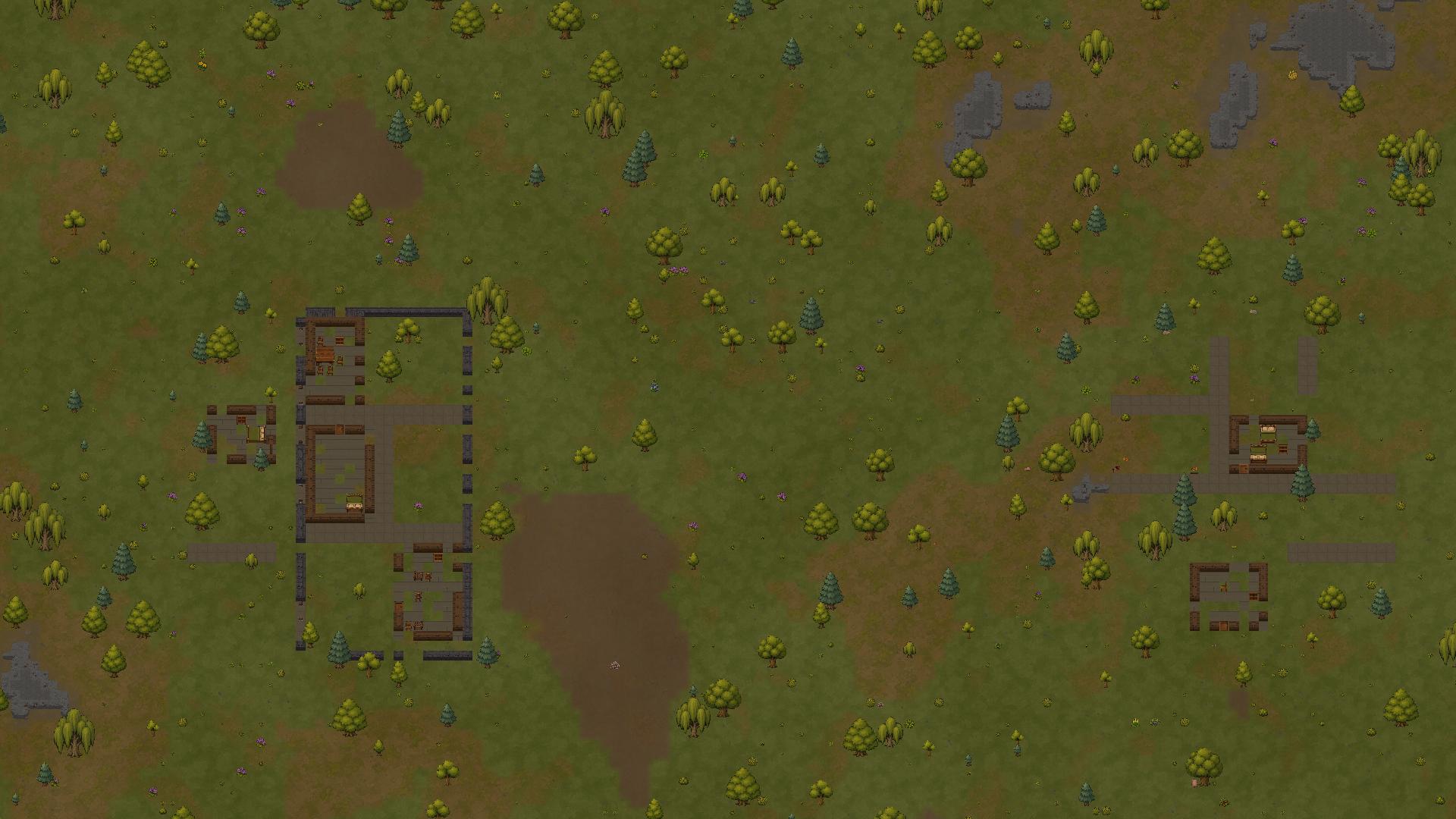 A wide RuneEra world view showing settlements spread across a green plains biome