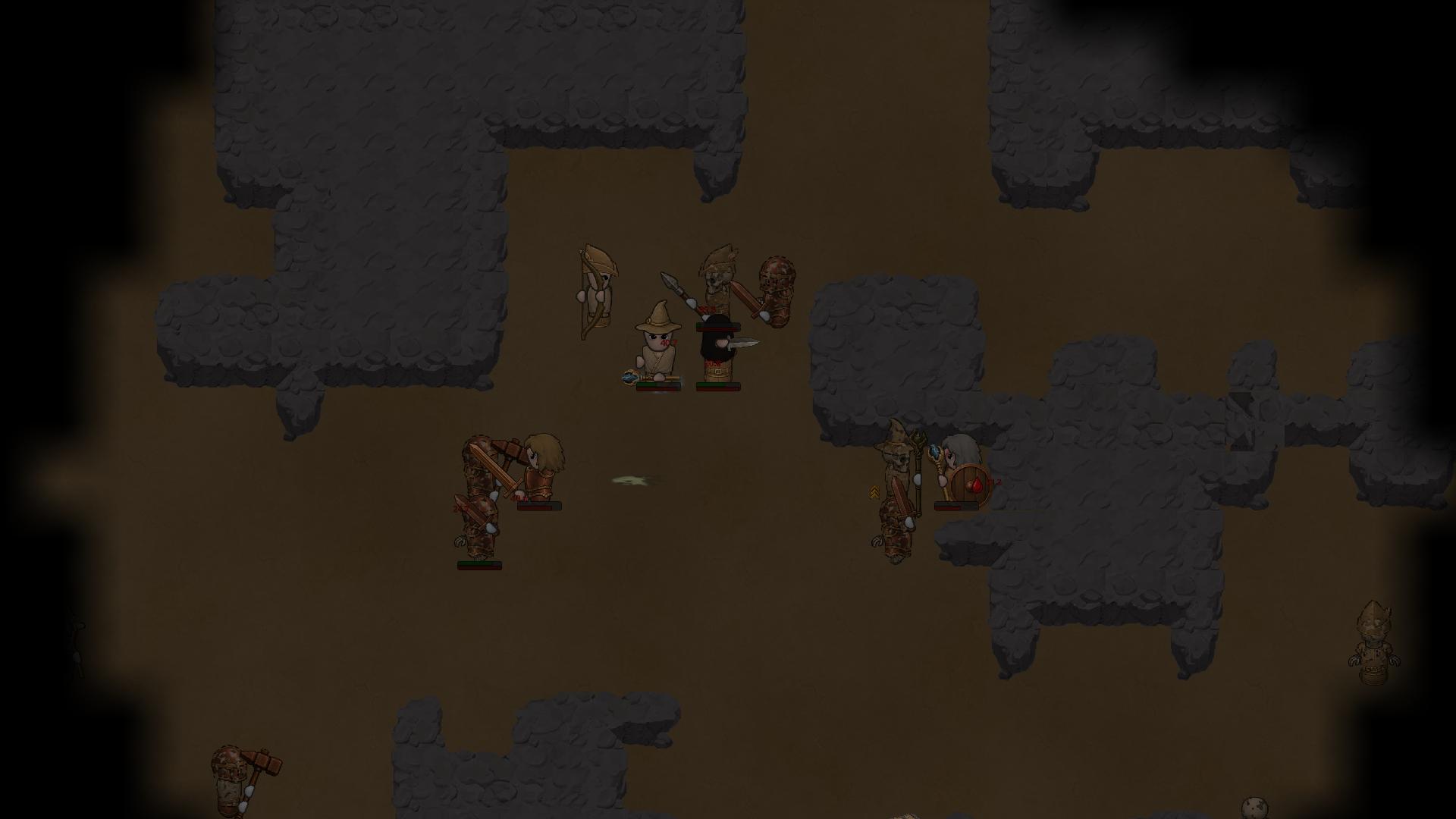 A RuneEra guild exploring and fighting enemies in a dark underground cavern