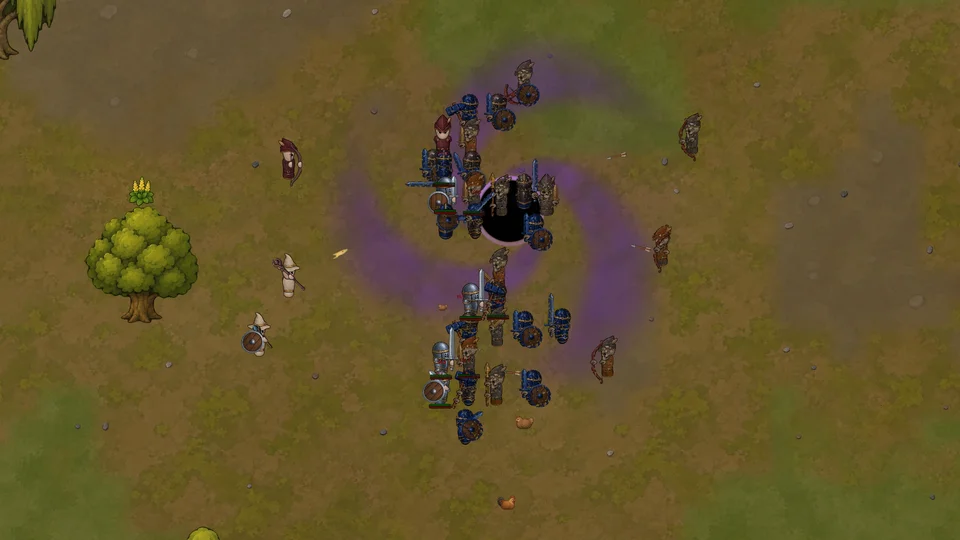 Black Hole magic gathers enemies during combat.